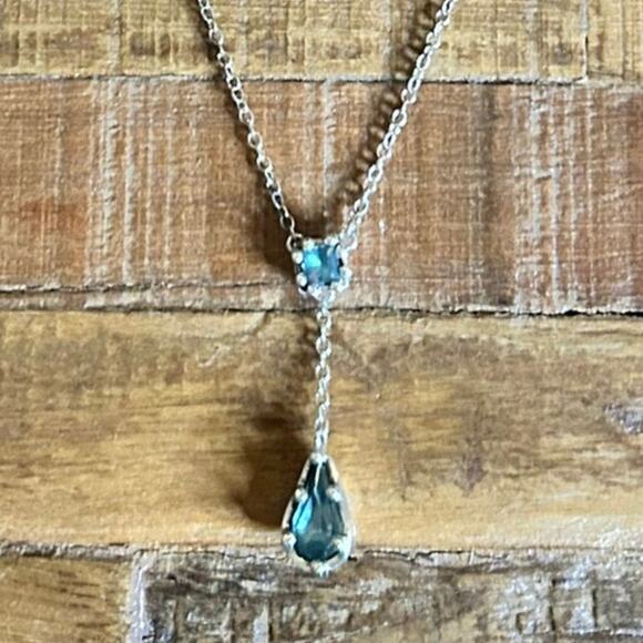 Sterling Silver & Glass Stone Y Necklace, Beautiful! - Picture 5 of 8